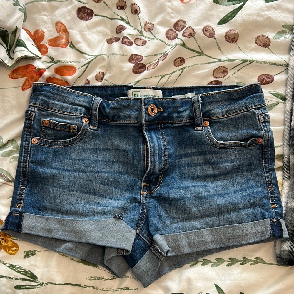 Rewash Blue Jean Shorts with Cuffed Hem and Relaxed Fit